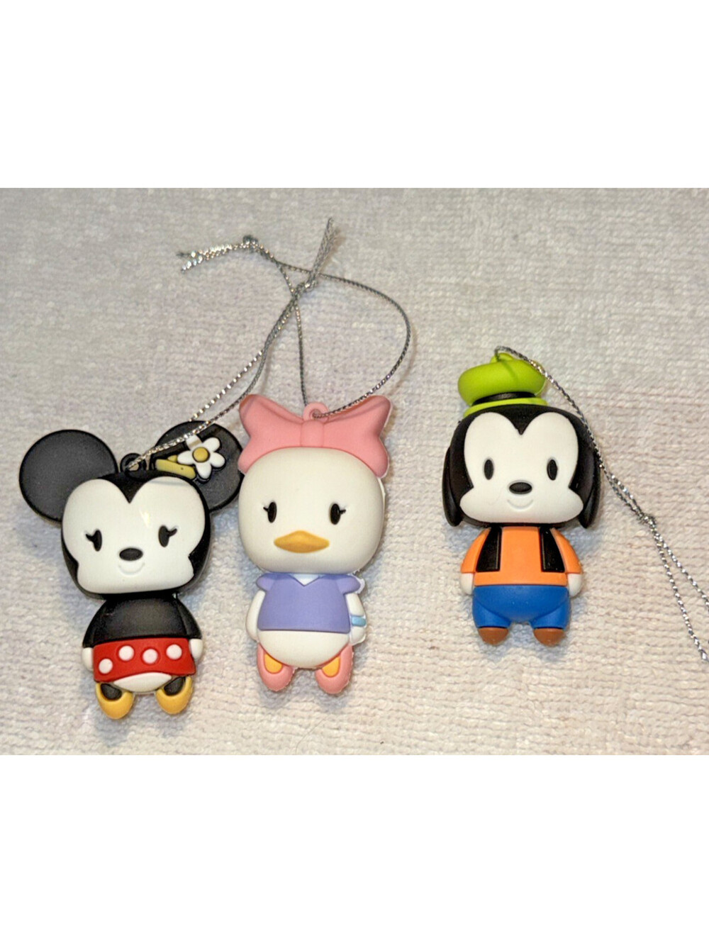 Set Of 3  Disney Mystery Ornaments Hanging Goofy Daisy Minnie Opened With Cases